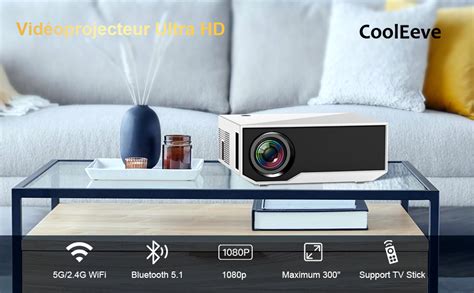 Projecteur Ultra HD Nouveau 2024 Bluetooth WiFi 5G 1080P Natif