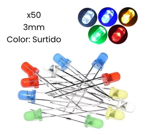 Diodos Led 3mm Colores Surtidos Alta Calidad 50 Piezas MercadoLibre