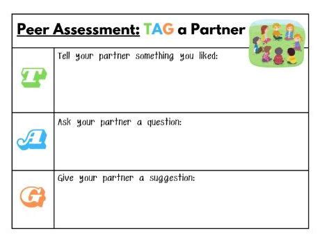 Peer Assessment Tag A Partner Teaching Resources