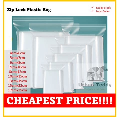 Ready Stock 100pcs Transparent Pe Plastic Zip Lock Bagzip Lock