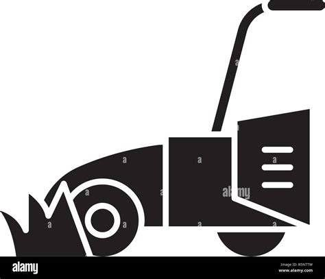 Lawn Mower Black Icon Vector Sign On Isolated Background Lawn Mower