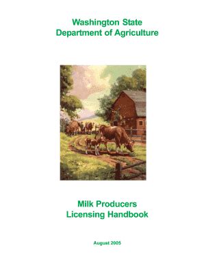 Fillable Online Agr Wa Dairy Farm Licensing Handbook Washington State