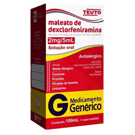 Maleato De Dexclorfeniramina Serve Para Dor De Garganta - Comprar Maleato de Dexclorfeniramina Solução Oral Teuto 0,4mg/mL, caixa ...