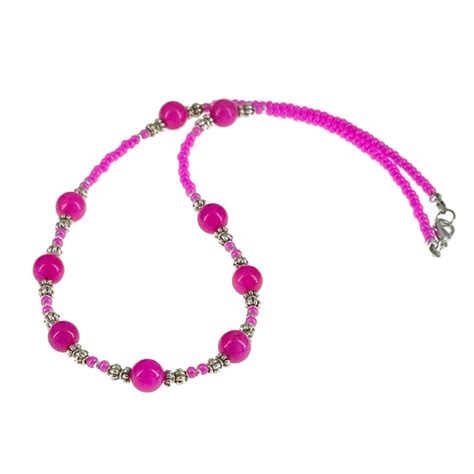 Hot Pink Necklace Etsy
