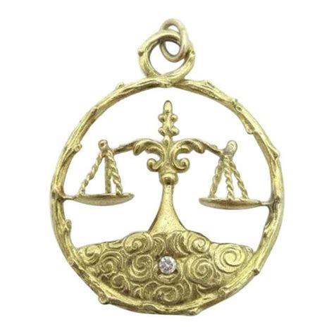 Vintage Gold Libra Zodiac Pendant at 1stdibs