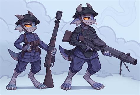 Two Kobolds All Geared Up For The Trenches Goobone Furry Kobold