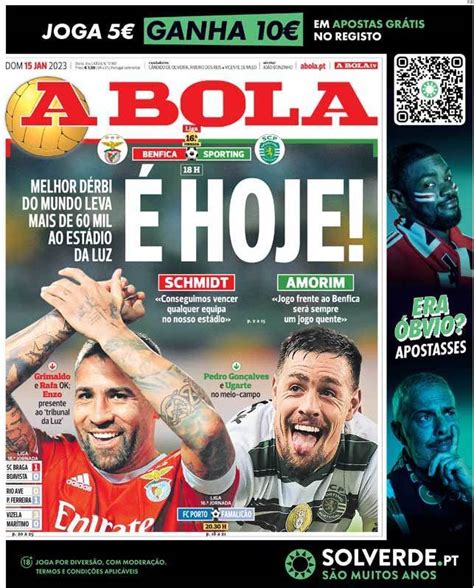 Capa Jornal A Bola 15 Janeiro 2023 Capasjornaispt