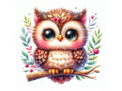 Cute Owl. Watercolor Owl. Owl Tee Shirt illustration By dianaxstoyanova | TheHungryJPEG