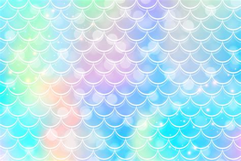 Mermaid Rainbow Background With Scale And Stars Iridescent Glitter