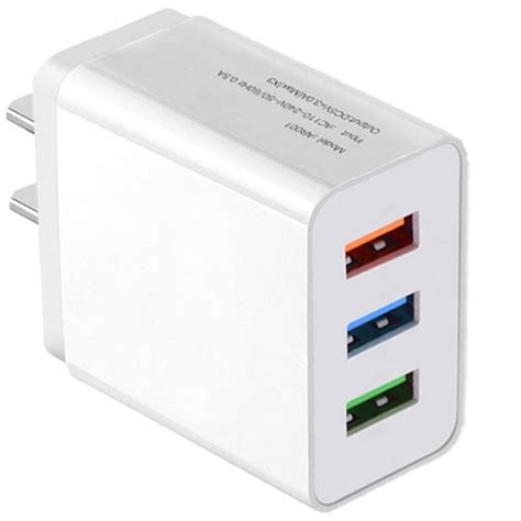 USB Wall Charger, 3.1A 3-Ports Port Charger, USB Plug, Power Adapter ...