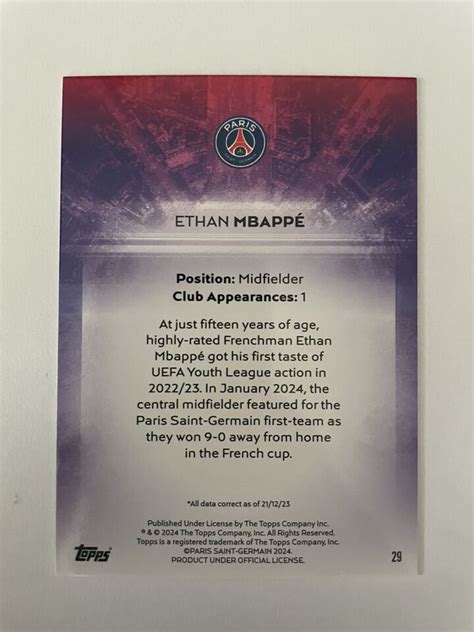 Ethan Mbappé 250 RC PSG Team Set 23 24 eBay