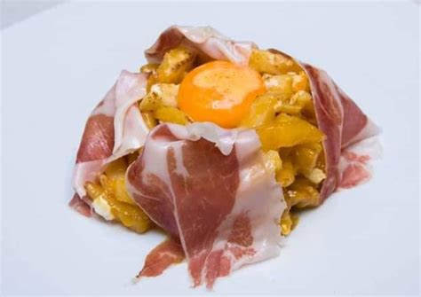 Huevos estrellados con patatas y jamón Receta de Amparo - Cookpad