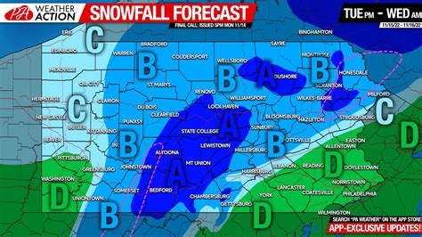 Final Call Snowfall Forecast for Tuesday's Winter Storm; Amounts Increased in Some Areas ...