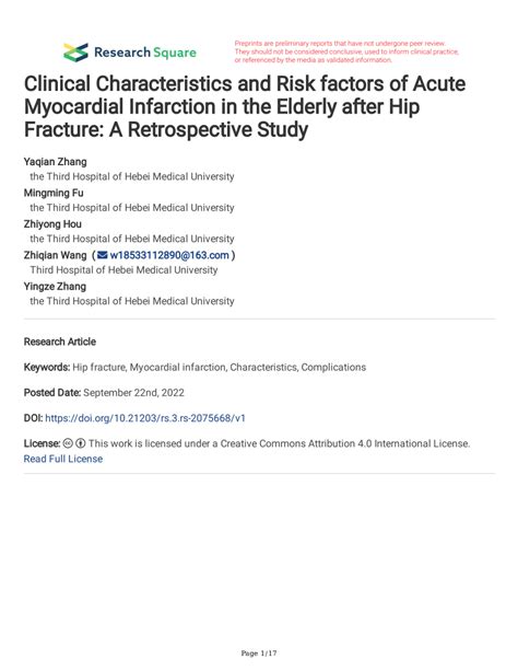 PDF Clinical Characteristics And Risk Factors Of Acute Myocardial