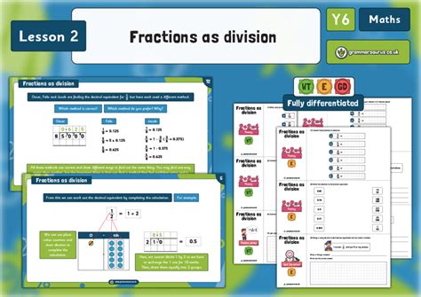 Year 6 Fractions Decimals And Percentages Fractions As Division Lesson 2 Grammarsaurus