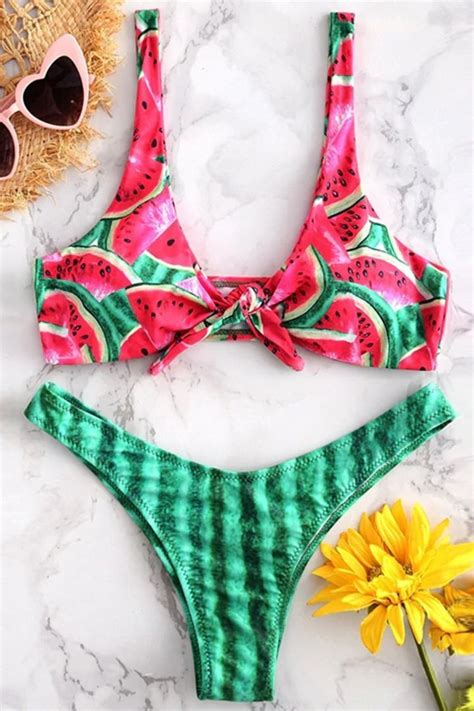 Watermelon Print Bandeau Bikini Set Artofit