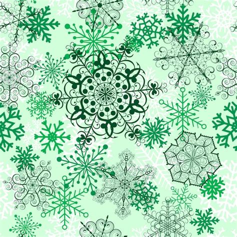 Premium Vector Christmas Seamless Pattern With Big Green Snowflakes