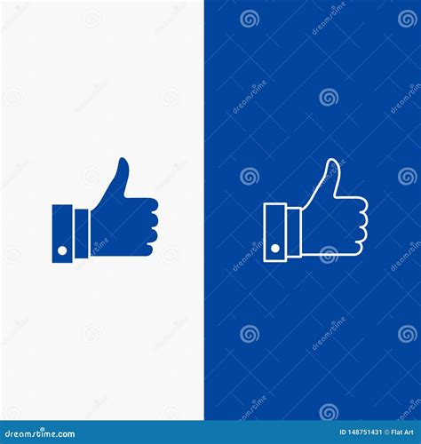 Appreciate Remarks Good Like Line And Glyph Solid Icon Blue Banner