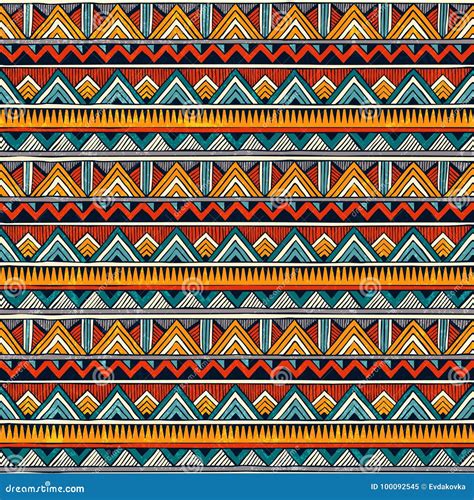 Tribal Seamless Pattern Colorful Abstract Vector Background Stock