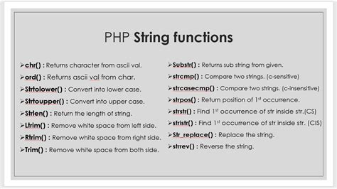 String Function In Php With Syntax And Example All Php String Function