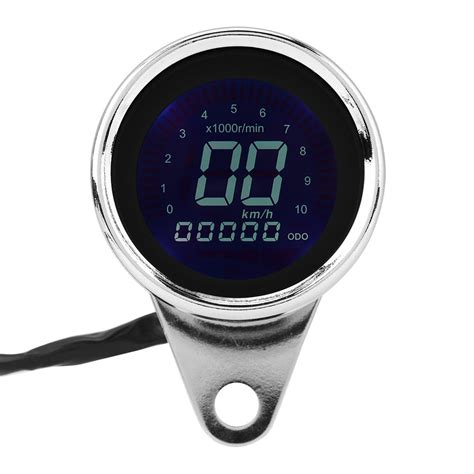 Compteur de vitesse moto universel Rétro Chrome Moto Numérique LED LCD