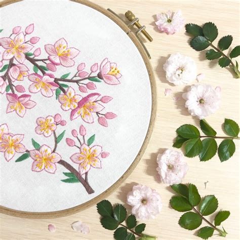 Cherry Blossom Hand Embroidery Kit Video Tutorilas Etsy