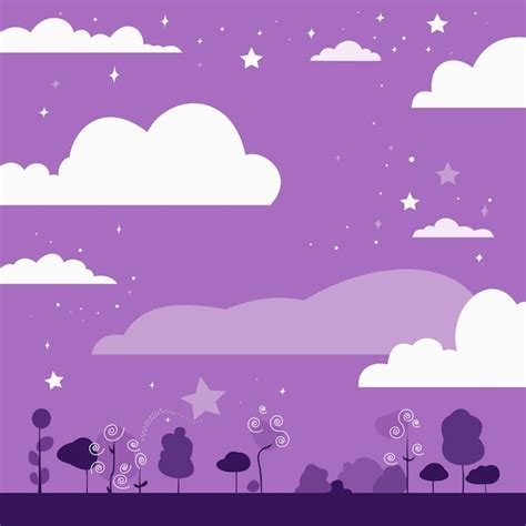 Premium Vector Night Starry Sky And Clouds Flat Vector Illustration