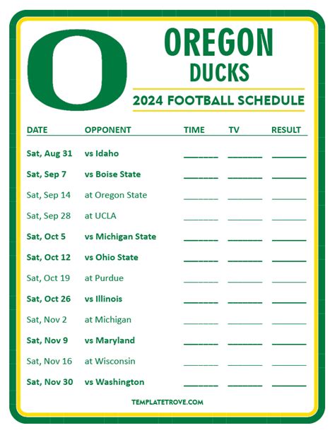 Printable 2024 Oregon Ducks Football Schedule