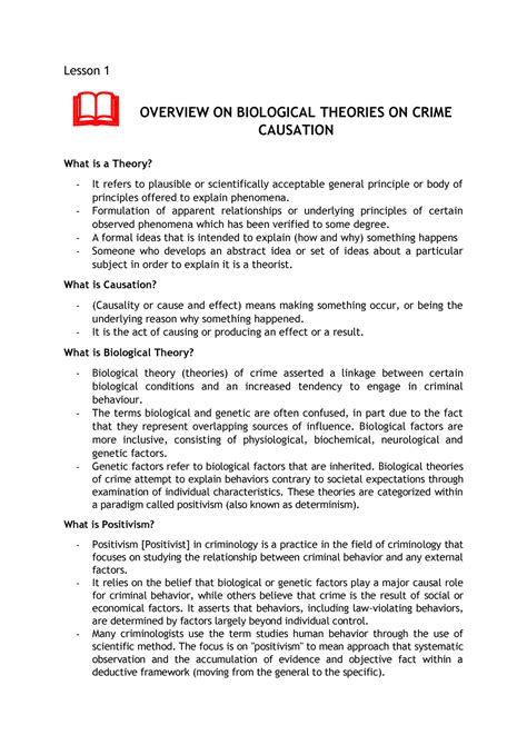 Overview On Biological Theories Of Crime Causation Lesson 1 What Is A