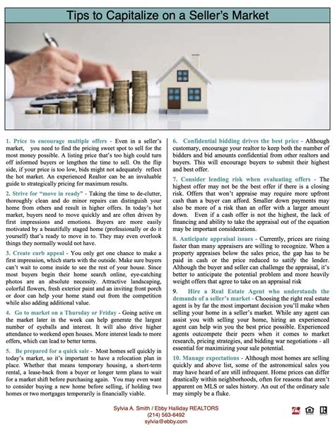 Seller’s Market Tips – Sylvia A. Smith, ABR, e-PRO