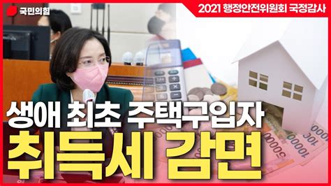 2021국정감사 생애최초 주택구입자 취득세 감면해야 Youtube