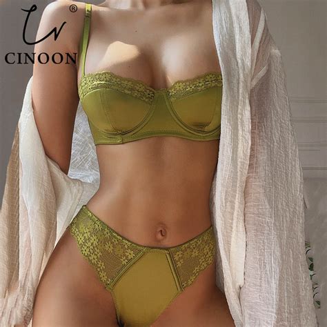 Cinoon Lingerie De Luxe En Soie Pour Femmes Ensemble Bralette En