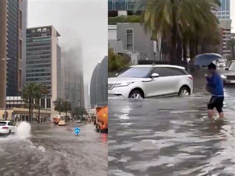 Dub I Bajo El Agua Tormenta Inunda Calles Y Aeropuerto Fotos