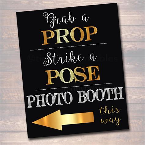 Photo Booth Signs Black And Gold Party Decor Wedding Party Sign Grab