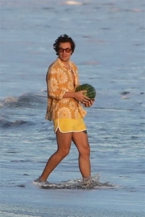 Harry Styles Surrounded By Bikini Clad Beachgoers Filming Music Video For Watermelon Sugar The