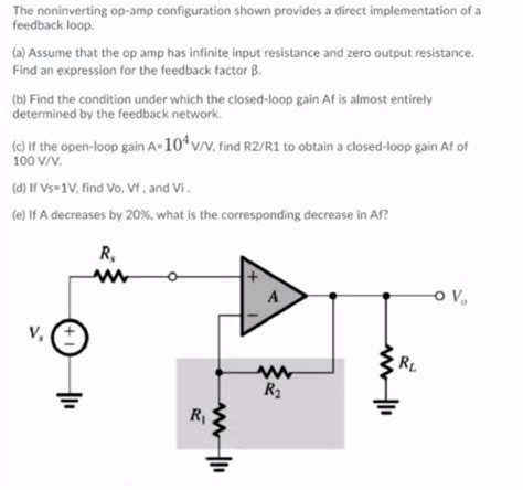 Solved The Noninverting Op Configuration Shown Provides Chegg