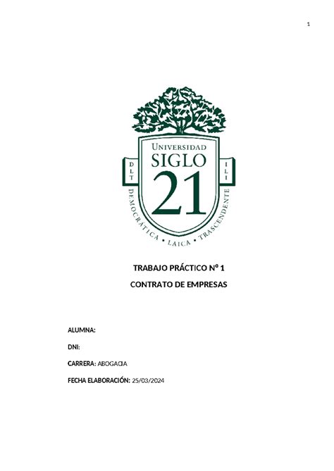 Trabajo Pr Ctico Contrato De Empresas Aprobado Con Trabajo