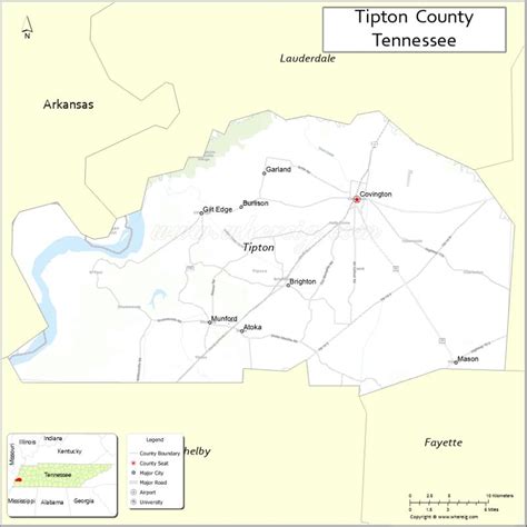 Map Of Tipton County Tennessee Where Is Located Cities Population