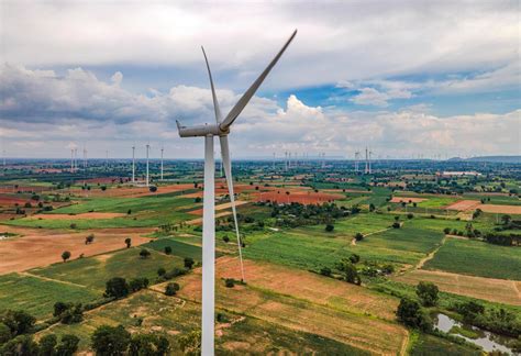 Panoramablick Auf Windpark Oder Windpark Im Wiesenfeld Sind Eine Der