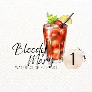 Bloody Mary Cocktail Clip Art Watercolor Drink PNG Brunch Sublimation ...