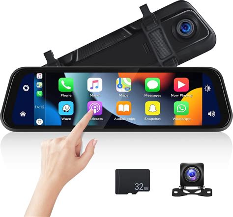 CAMECHO Mirror Dash Cam With Con Apple Carplay Wireless Android Car