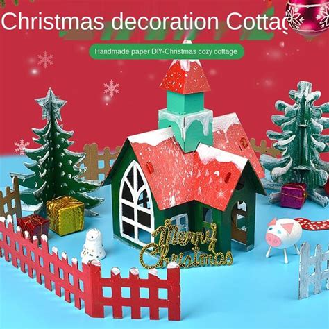1 Set 3d Effect Decorative Diy Assembly Kit Paper Led Lovely House