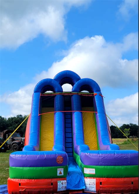 Rainbow Double Bay Waterslide Bounce House Rentals Middletown