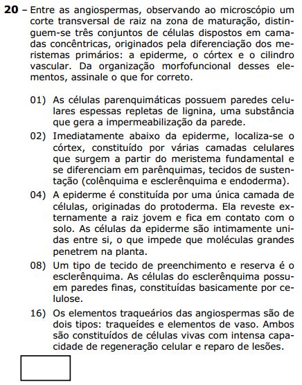 Questões de Vestibular Biologia Química e Ciências da Natureza