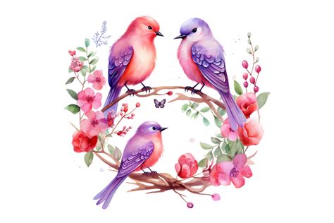 Love Birds Valentines Day Watercolor Art Graphic By Nayem Khan