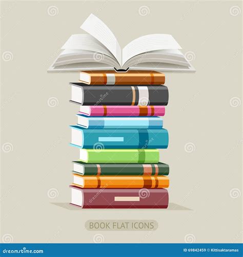 Book Flat Icons Set Vector Stock Vector Illustration Of Dictionary