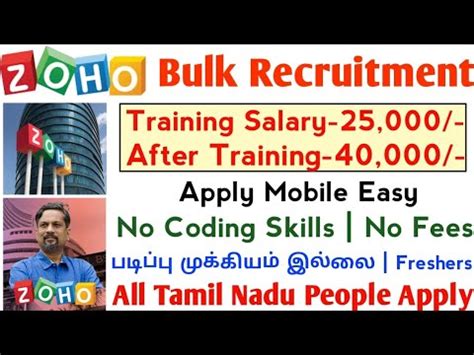 ZOHO Recruitment 3500 Vacancies Freshers Ok No Coding Skills