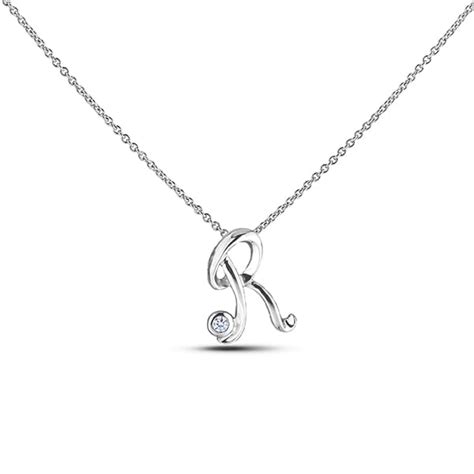 Canadian Diamond Sterling Silver Letter R Necklace