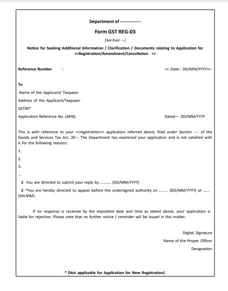 How To Reply To Gst Reg 03 Form User Manuals