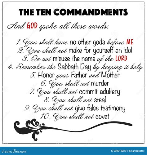 Ten Commandments Listed From The Law In The Book Of The Bible ...